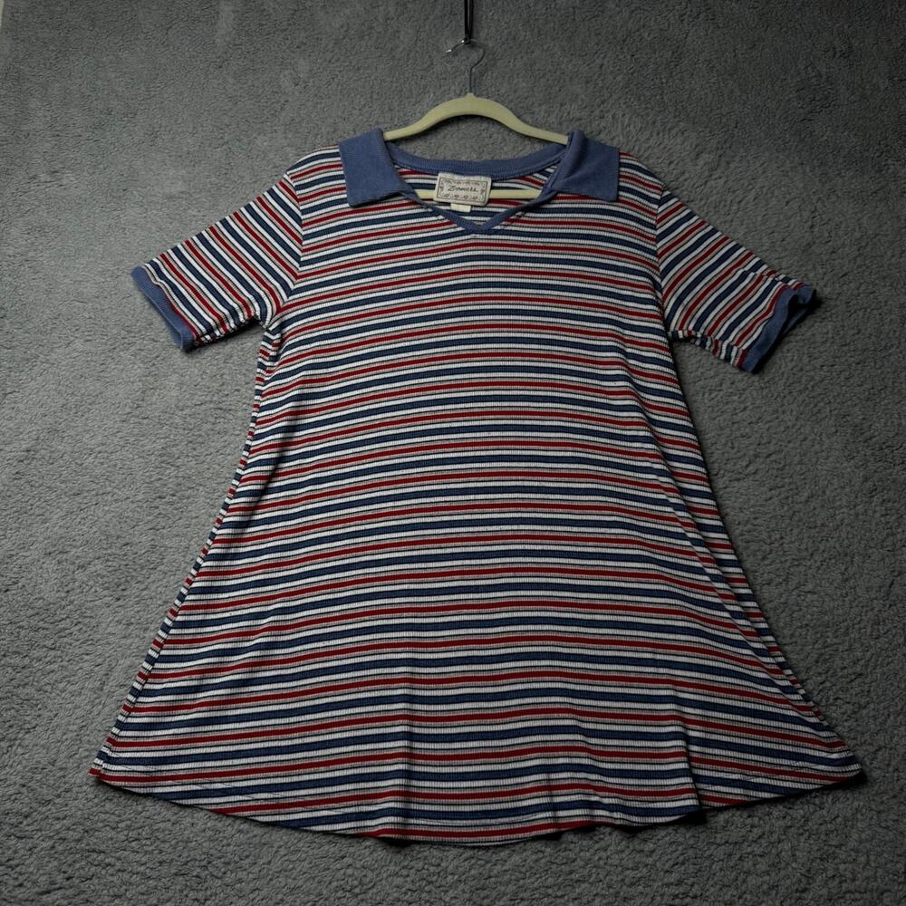 Vintage Zoomers Dress Women's XL Red White and Blue Striped Collared